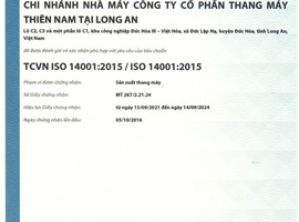 Chứng chỉ ISO 14001-2015